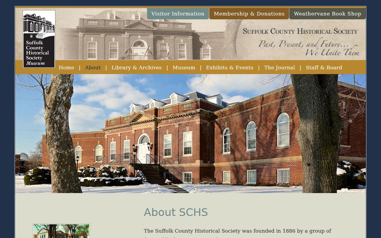 Suffolk County Historical Society archive building for Brookhaven city directory research