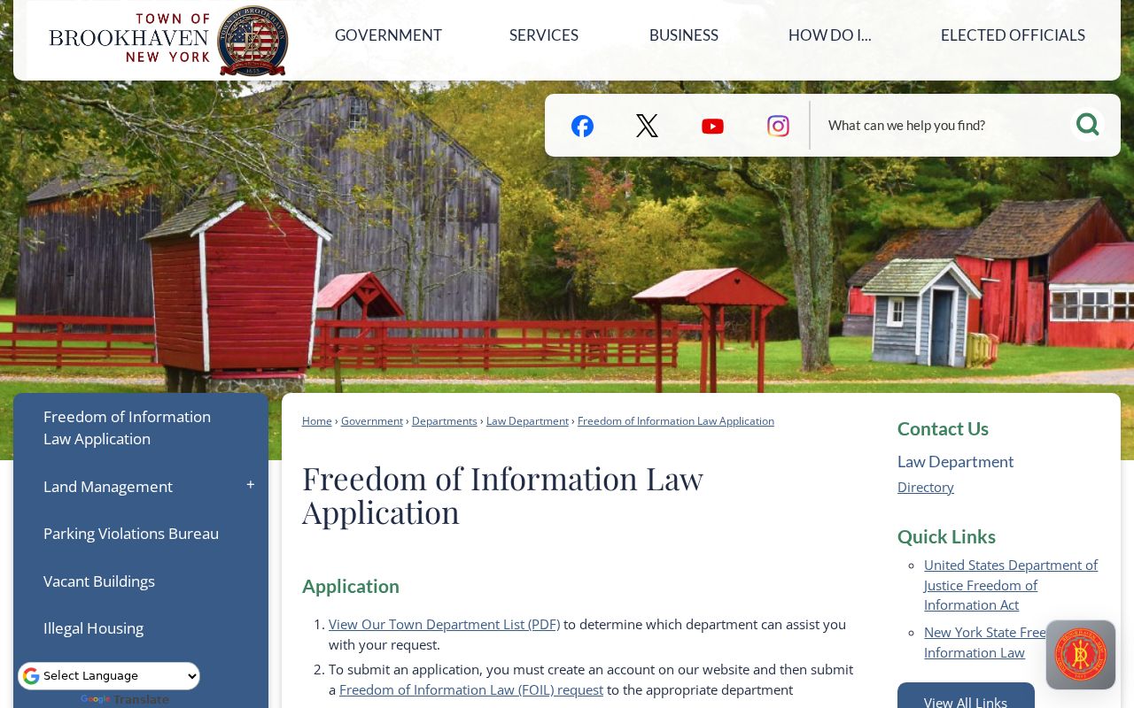 Brookhaven residents directory FOIL request account workflow
