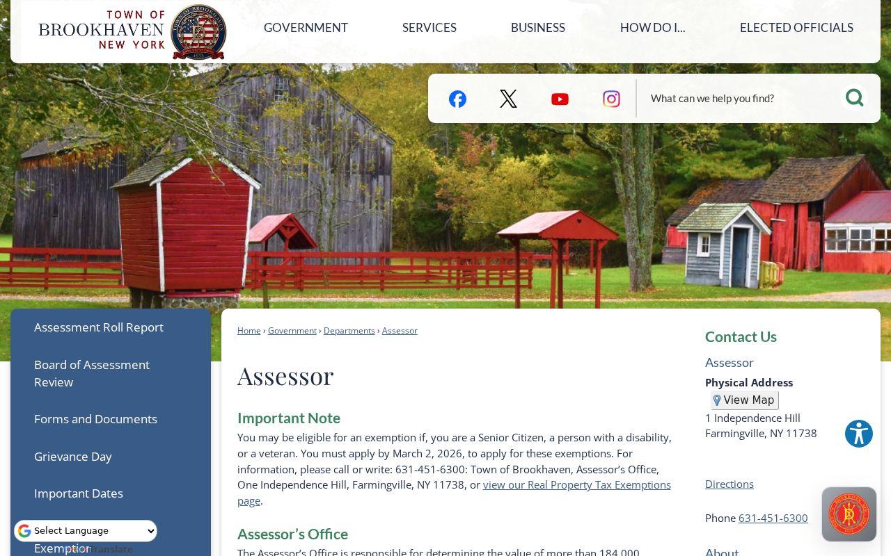 Brookhaven residents directory assessor assessment-roll services