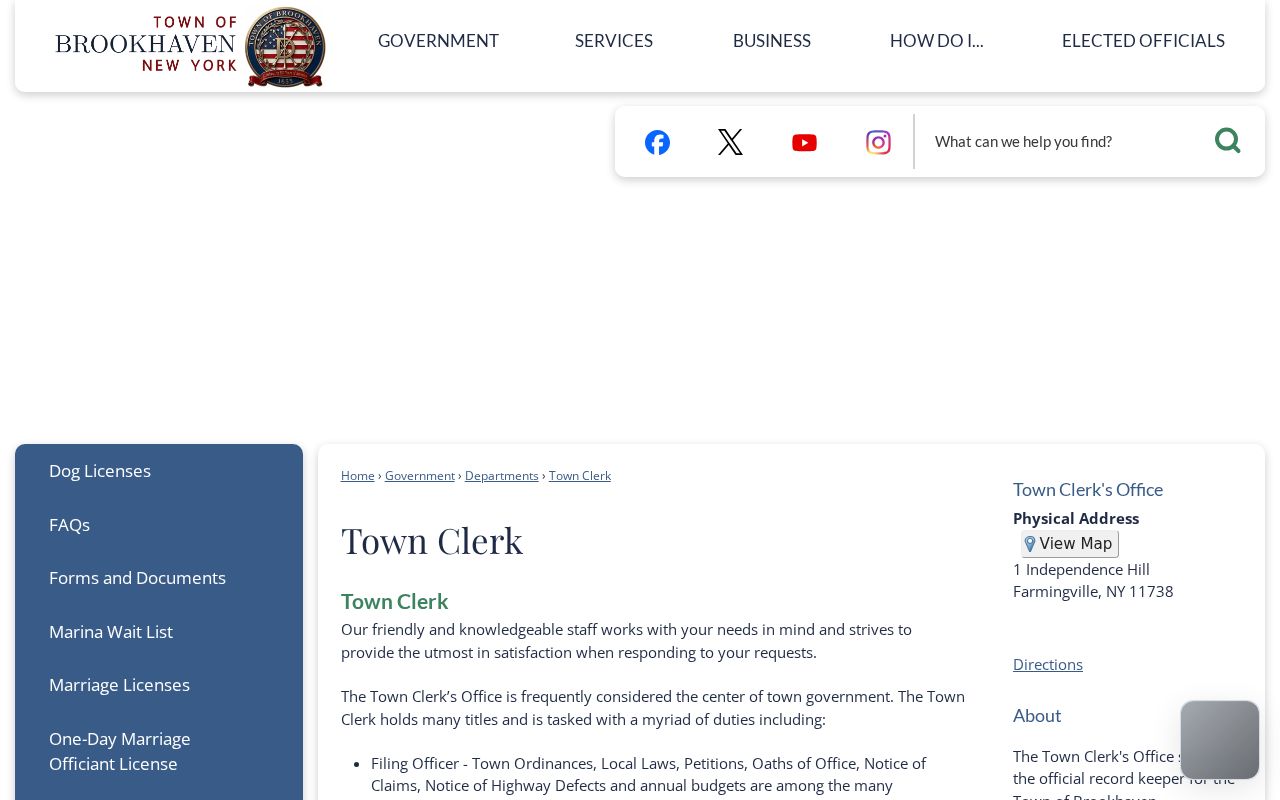 Brookhaven residents directory Town Clerk municipal records and licensing