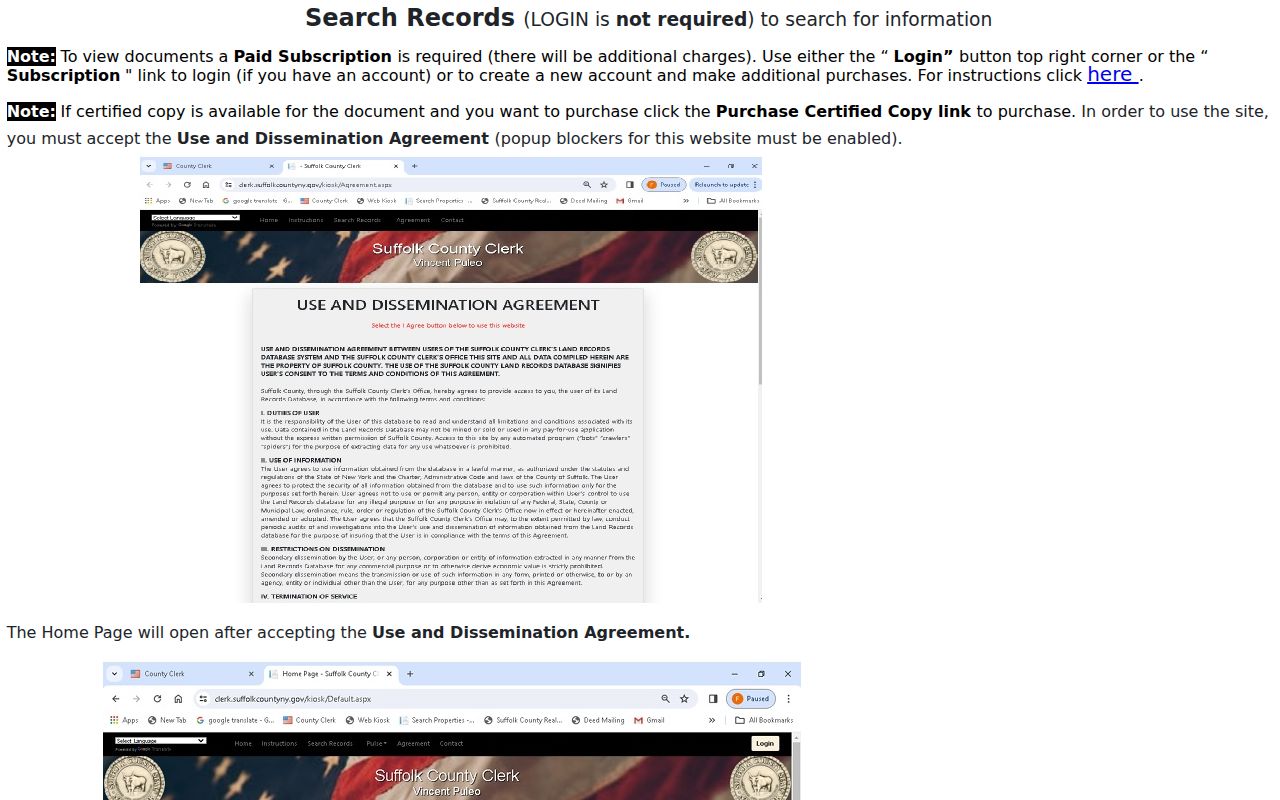 Suffolk County Clerk instructions for a Brookhaven previous residents deed and prior Liber Page chain
