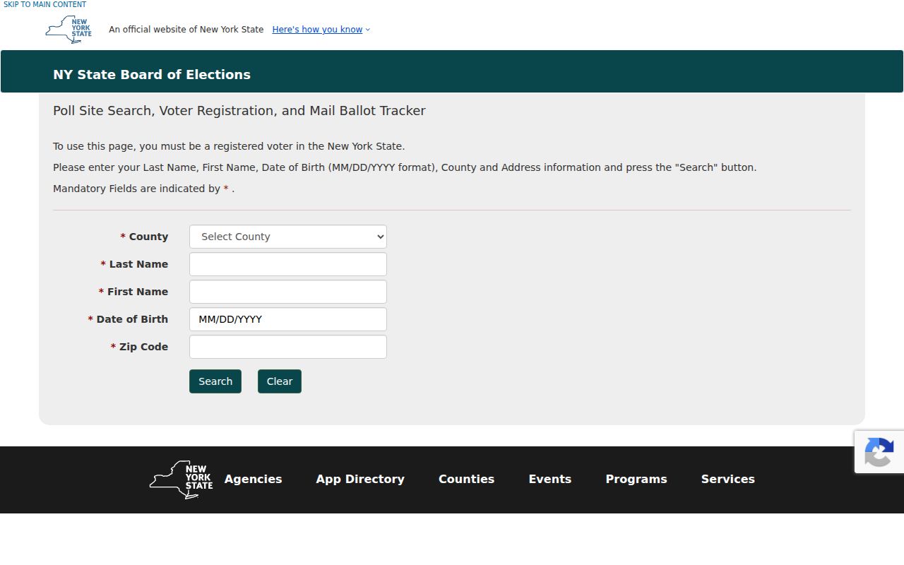 Brookhaven resident lookup using the New York voter registration interface